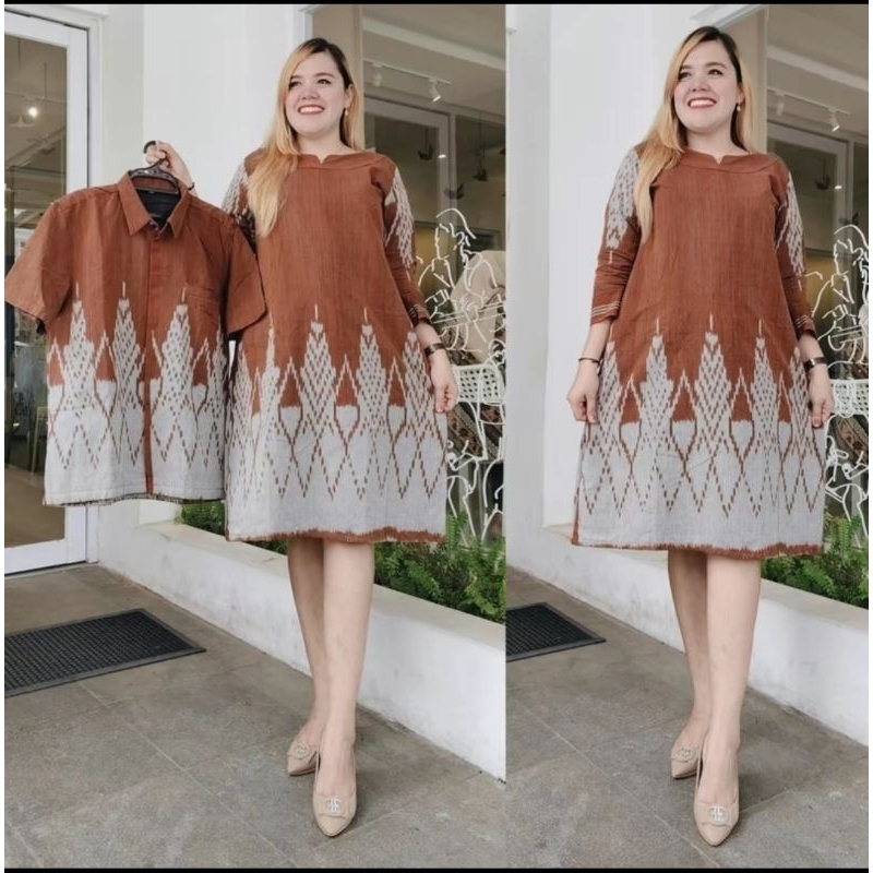 BAJU TENUN COUPLE PASANGAN baju NATAL PESTA KEKINIAN