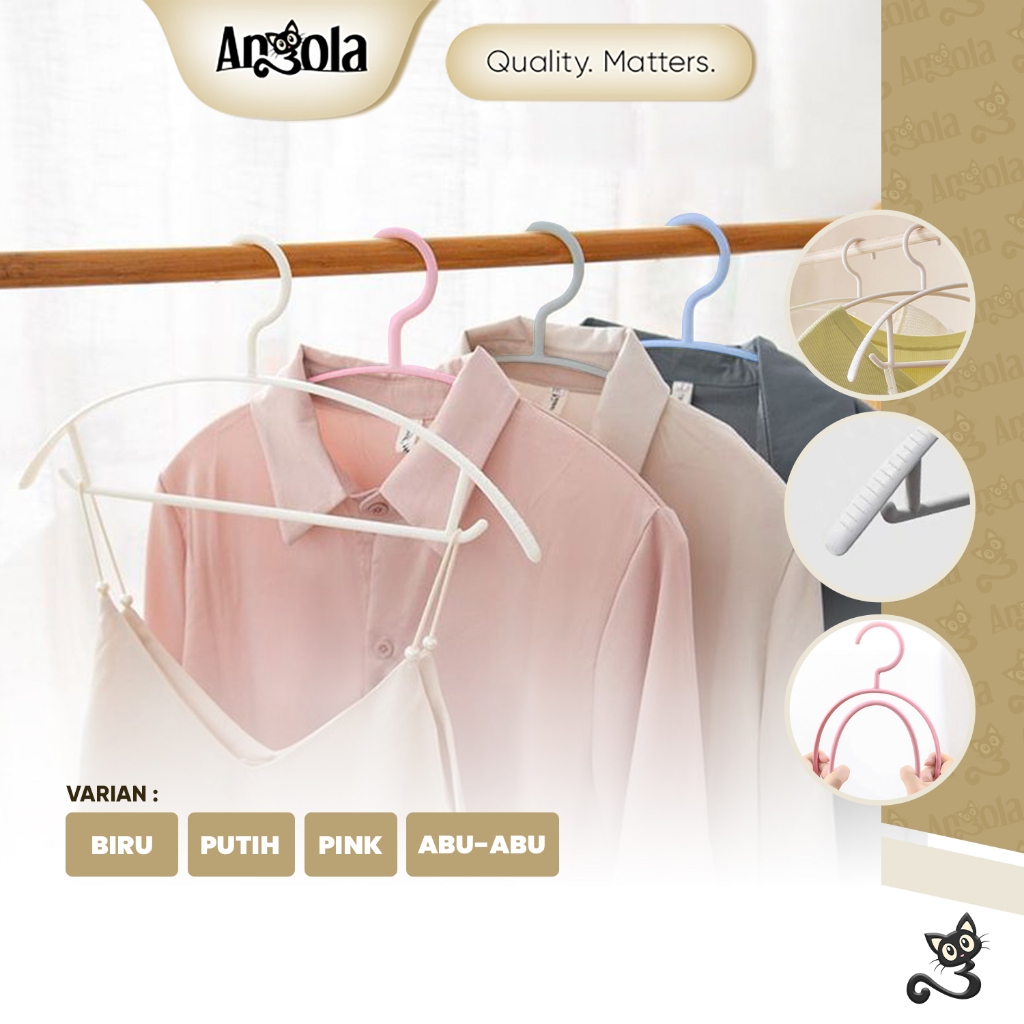ANGOLA Gantungan Baju Plastik Elastis Isi 10PCS L01 Hanger Baju Anak/Gantungan Pakaian Lentur