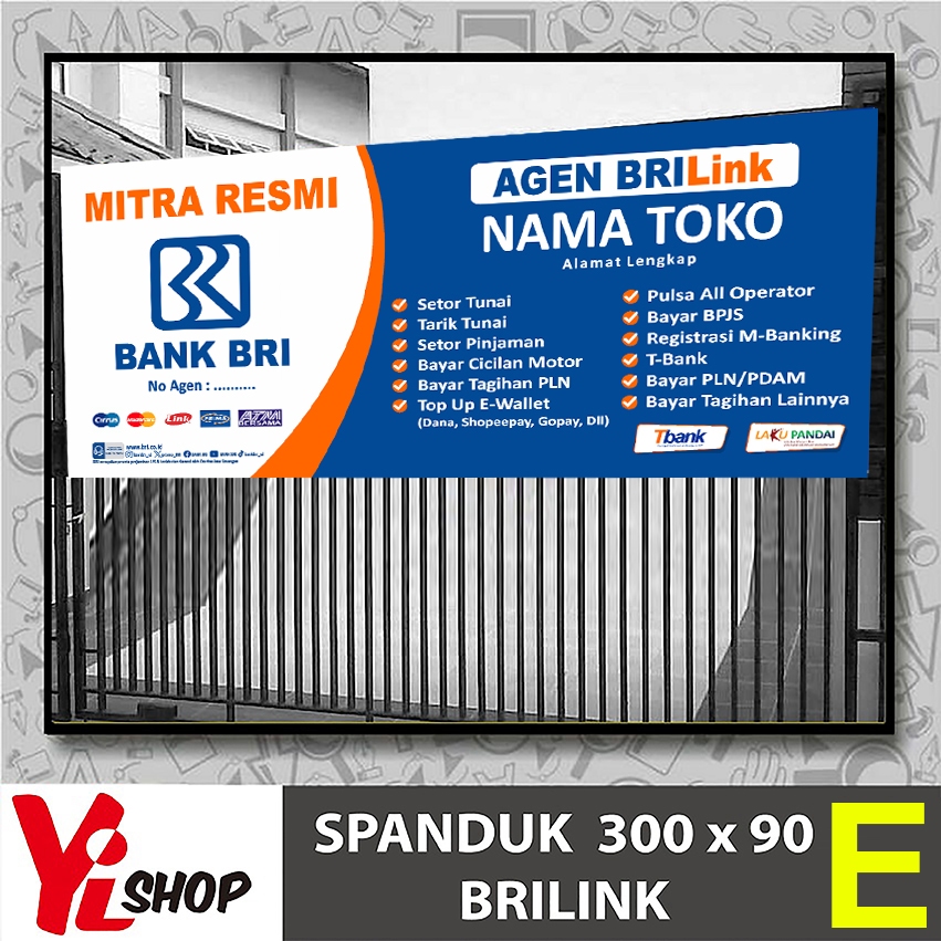 Spanduk / Banner Agen Brilink Bank BRI TERBARU 2024 ukuran 300x100 atau 400x100