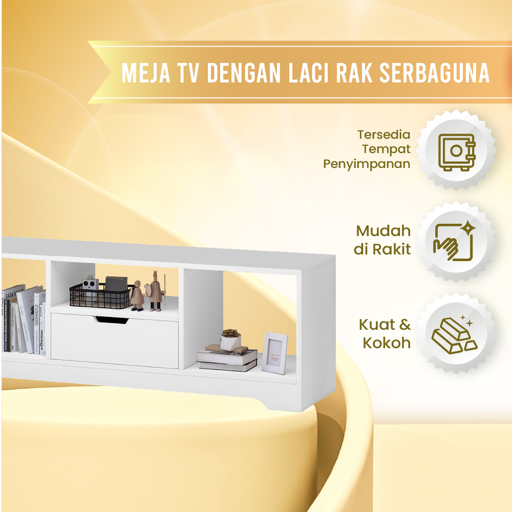FurnitureWorldHome - Meja TV Dengan Laci Rak Serbaguna Rak Minimalis Murah Elegant Kokoh