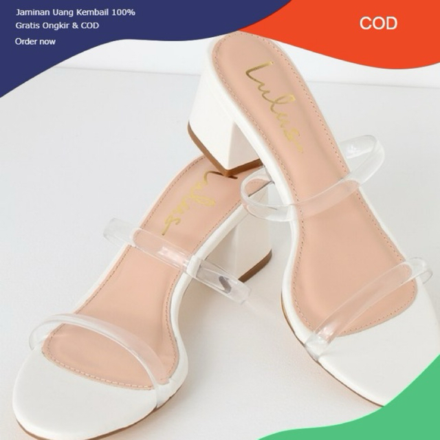QC- Sandal Heels 5cm mika jelly warna putih realpict Murah Original