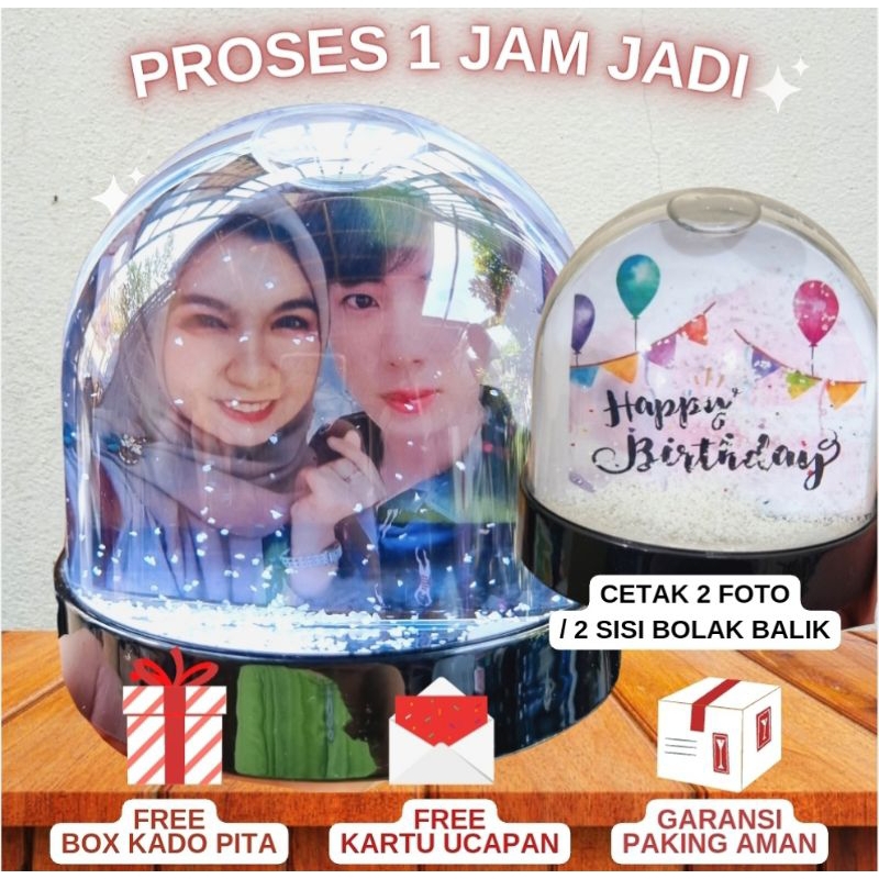 Snowball Custom Foto Kado Ulang Tahun / Bola Salju Custom Hadiah Ultah