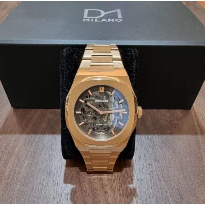 Jam Tangan Premium Mewah D1 MILANO Automatic Skeleton Rose Gold SKBJ03