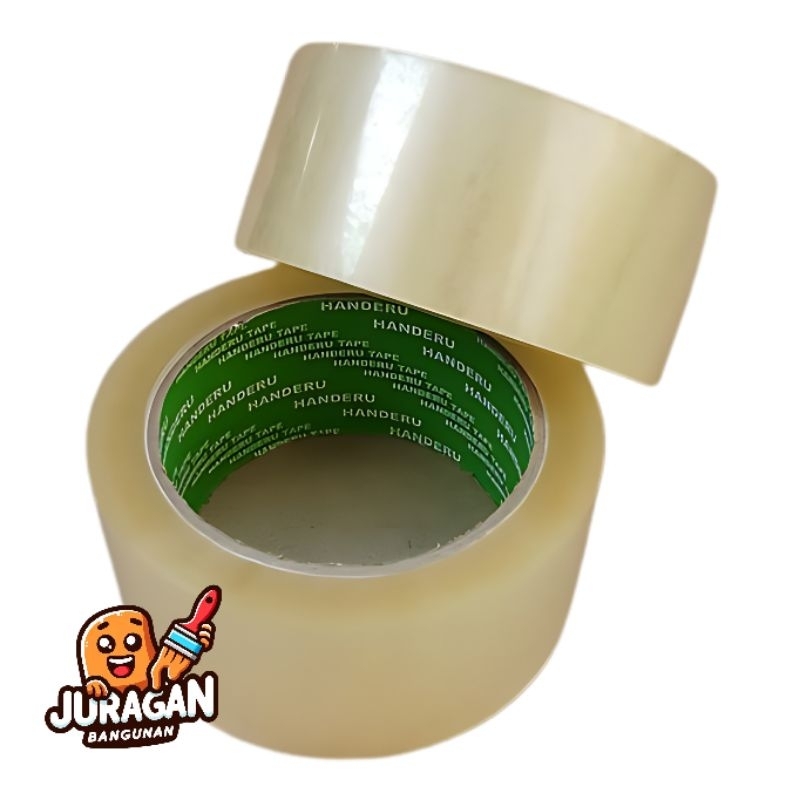 

(HARGE ECER) HANDERU Tape | Lakban OPP Tape 1 Roll | Lakban Bening Transparan