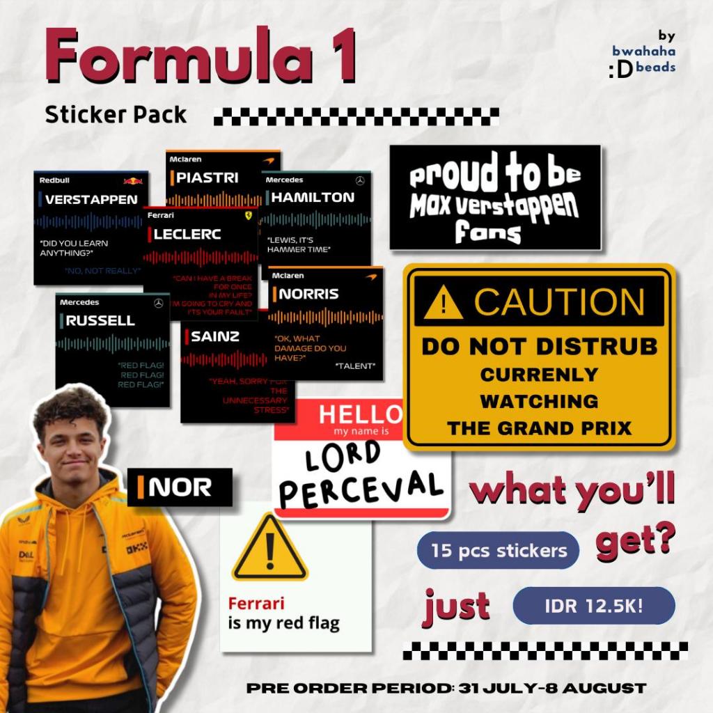 

[BACA DESKRIPSI] FORMULA 1 DRIVERS STICKER PACK