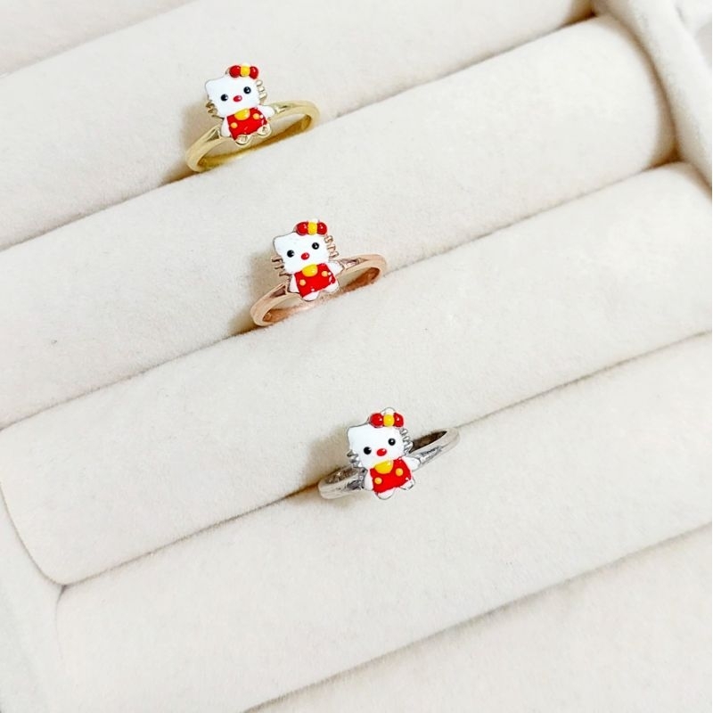 Cincin Anak Perak 925 Asli Lapis Emas karakter Hello Kitty