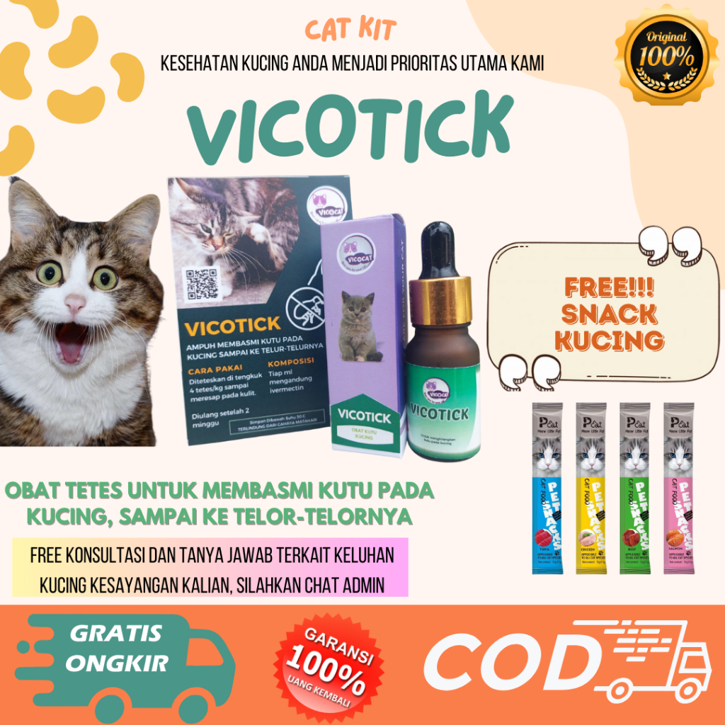 obat kutu kucing VICOTICK obat tetes basmi kutu kucing sampai telor aman untuk kitten hamil ampuh