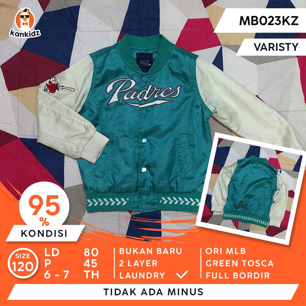 SIAP PAKAI | Jaket Anak Varsity MLB Padres | Green Tosca Cream Size 120