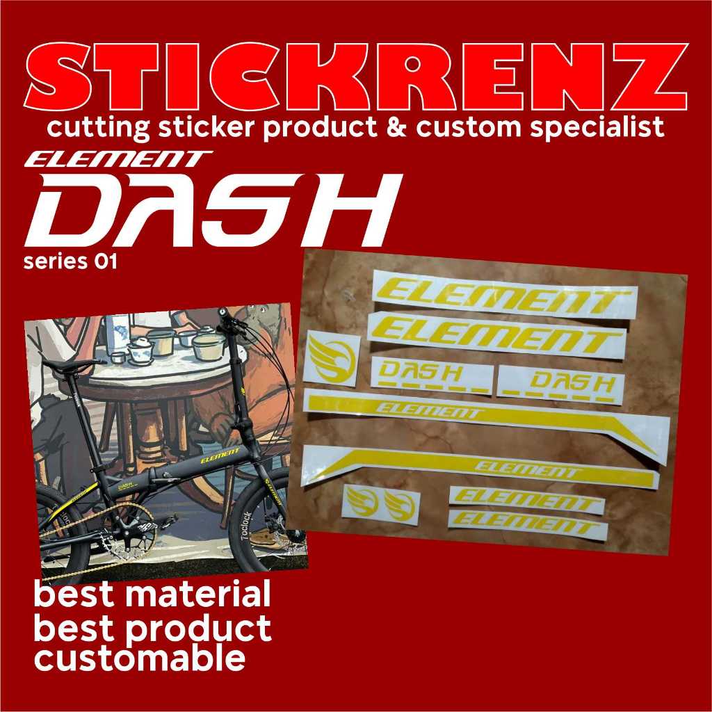 Cutting Sticker Stiker Frame Sepeda Lipat Element Dash 01 Custom