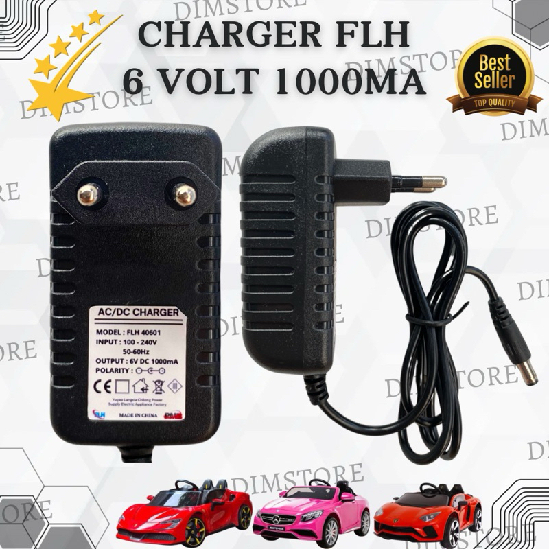 CHARGER FLH MOBIL AKI MAINAN ANAK 6 VOLT 1000mA CASSAN MOBIL REMOT AKI PLIKO PMB UNIKID YUKITA PASIF