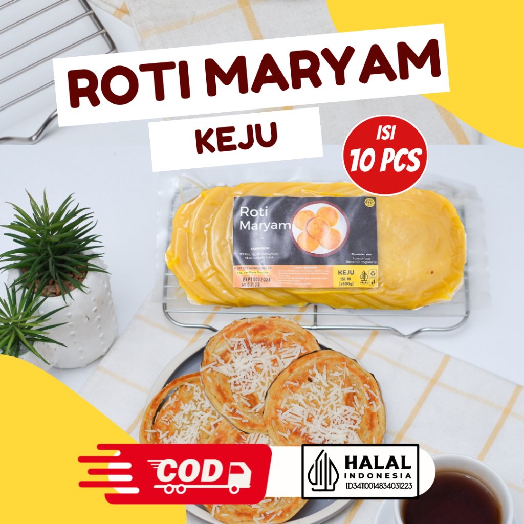 

Roti Maryam Keju -《ISI 10 PCS》 Roti Cane, Roti Konde, Roti Canai Frozen Rasa Keju