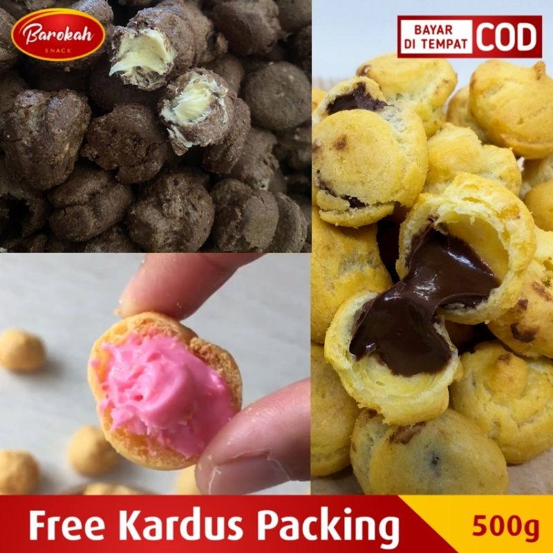 

Soes Coklat Isi Vanilla Lumer Sus Coklat Vanila Kiloan Kemasan 500 Gram