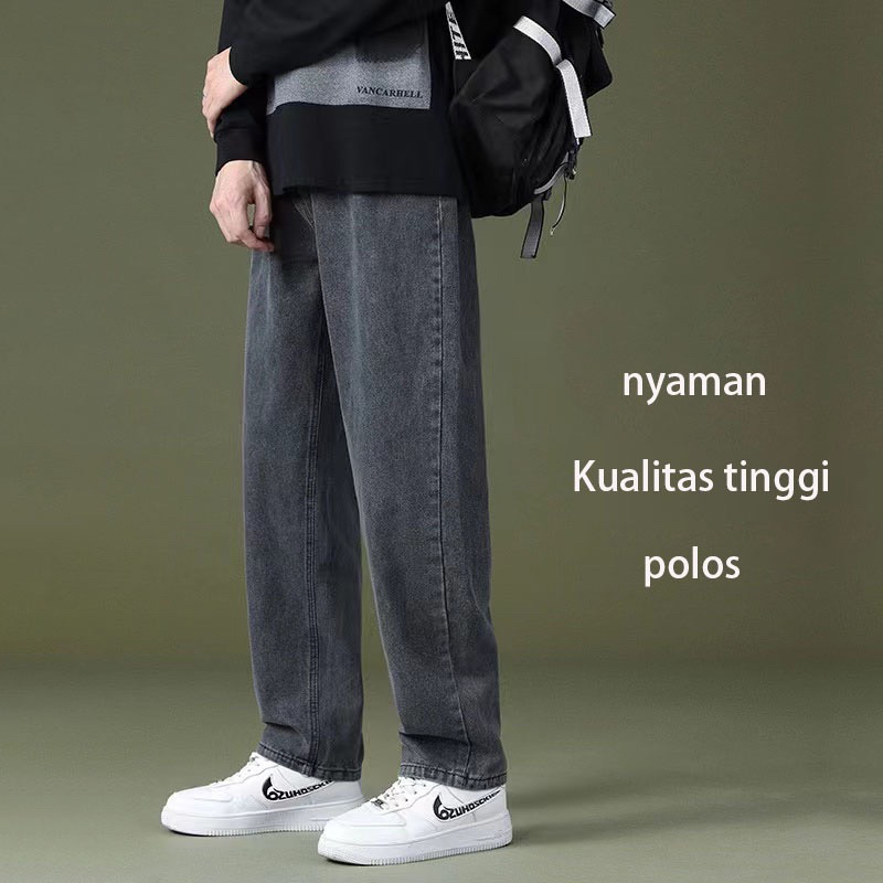 Celana Jeans Korean Style Kulot Panjang Pria-Celana Jeans Pria Gombrang