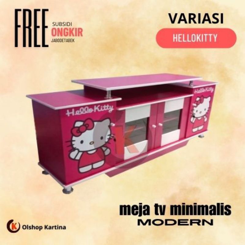 Meja Tv 32 - 43 inch Karakter Modern Kekinian Doraemon/ Hellokitty