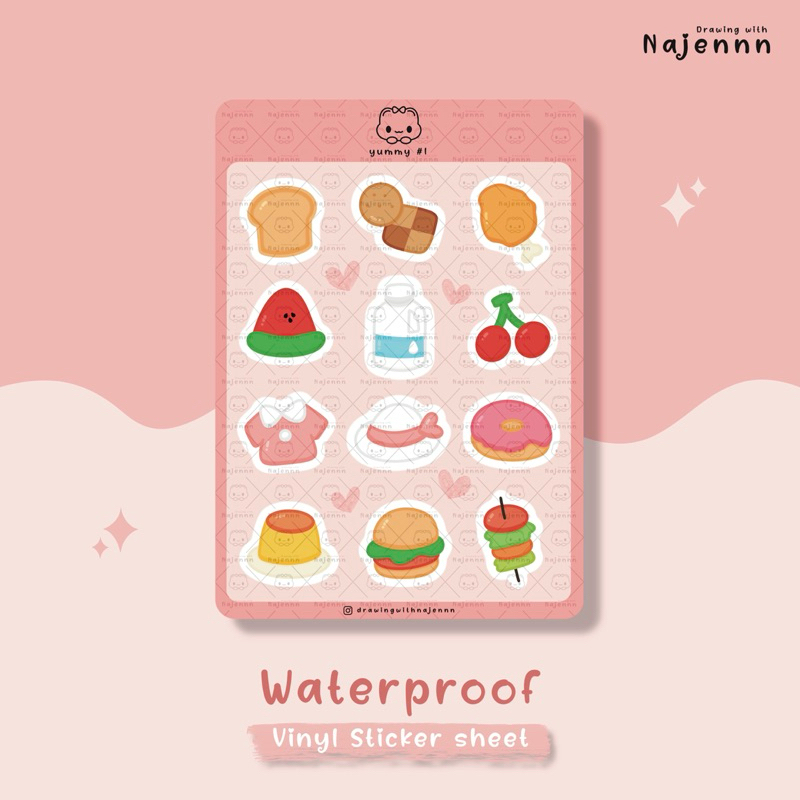 

Yummy #1 | NSS006 | Sticker Sheet | Sticker Vinyl | A6 | Waterproof Sticker | Cute Sticker | Journal Sticker | Deco Sticker | Sticker Handphone | Sticker Laptop | Sticker Lucu | Sticker Tahan Air | Sticker Gemas | Sticker Anak | Najennn Sticker |