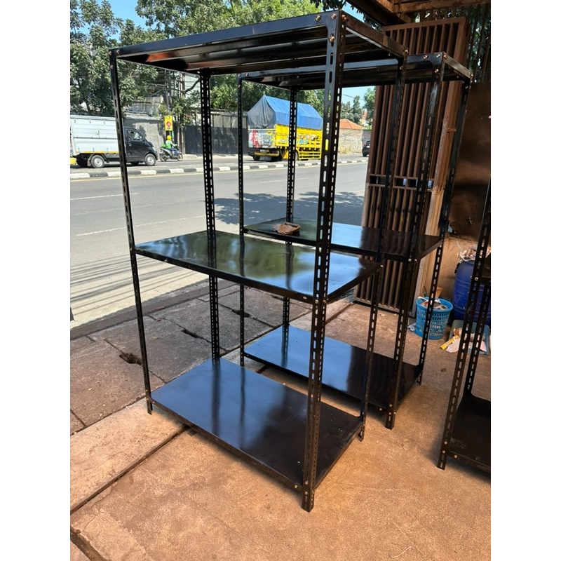 Rak gudang 120x60x200 GOSEND / Rak susun / Rak besi siku 60x120x200 5 susun / Rak barang / Rak serba