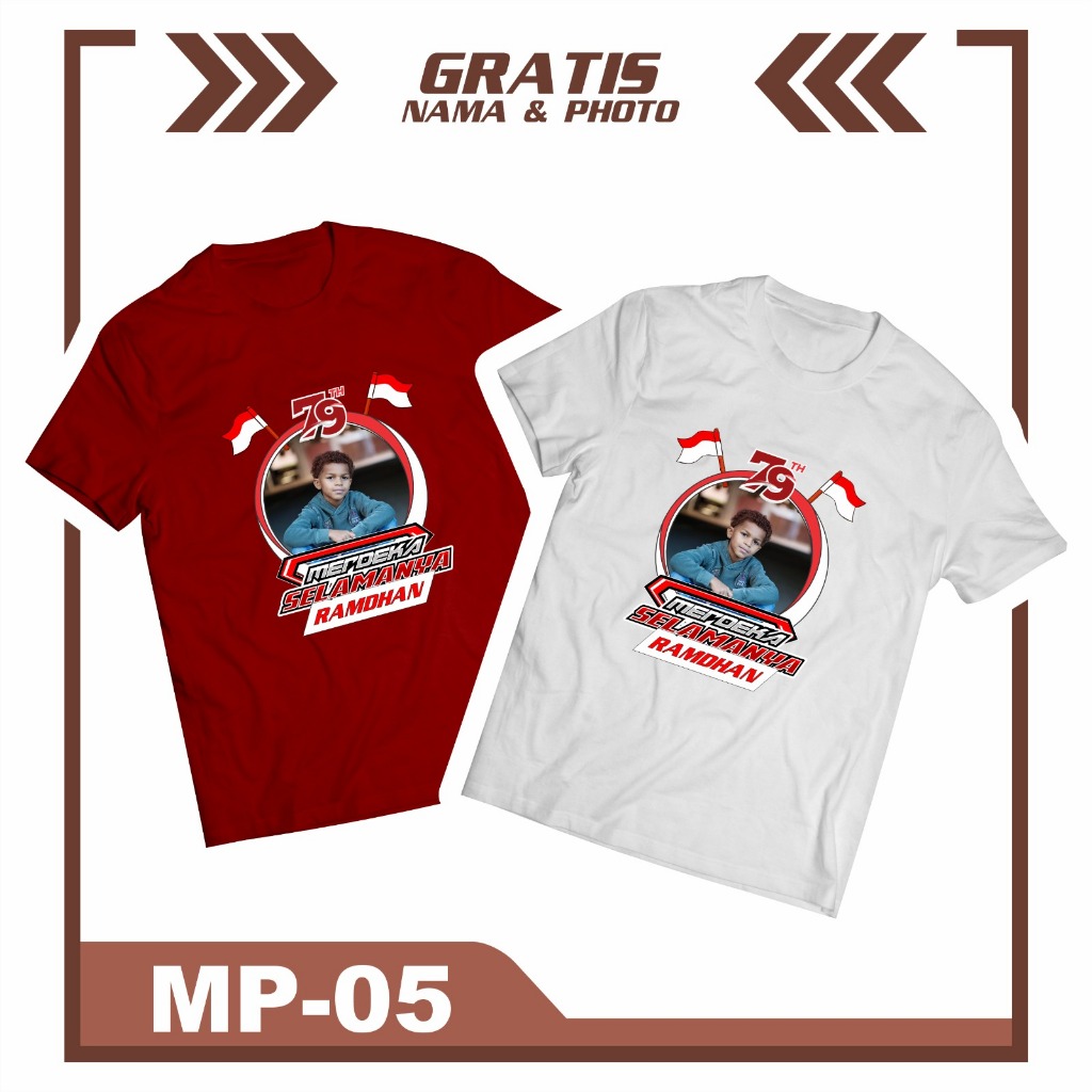 Kaos Anak Foto nama sendiri spesial edisi Kemerdekaan