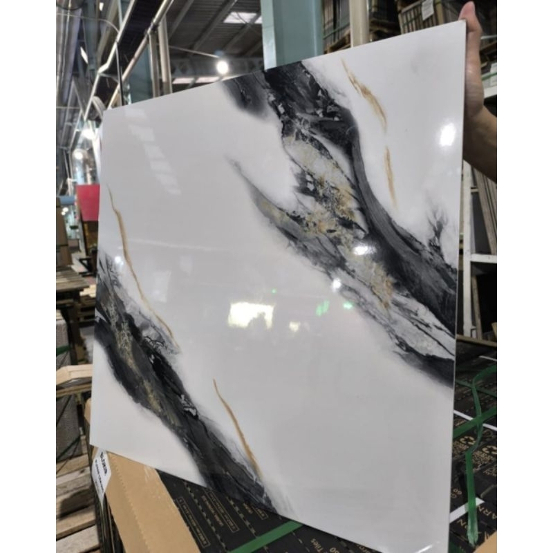 Granit Lantai 60x60 Glossy Arna Amreta Grey Putih Corak Hitam Kw Lokal