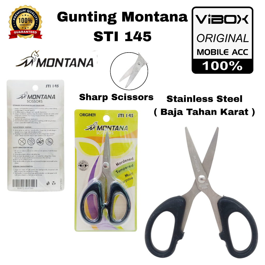 

(1pc) Montana Scissors / Gunting Montana STI-145 Original Stainle Tajam Awet Untuk Sekolah Kantor Rumah Konveksi Terlaris GLX