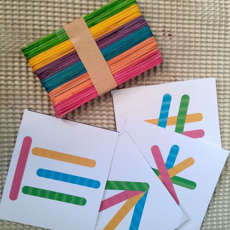 Stik es krim pelangi Bonus Kartu  permainan  / stik es krim prakarya / stik es krim tebal montessori