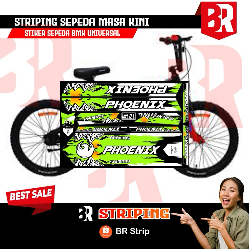 NEW stiker striping sepeda BMX 18 20 phoenix decal glossy lentur anti air