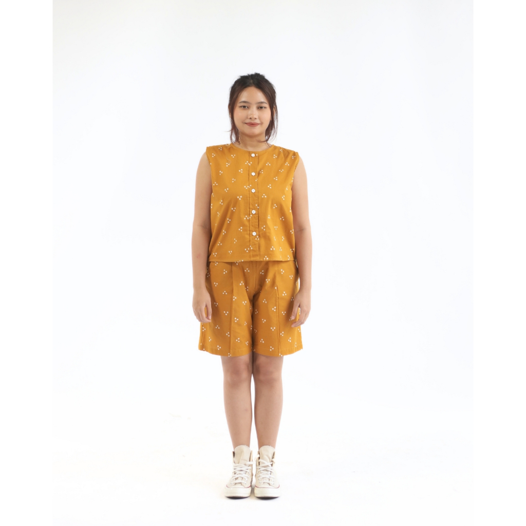 Batik Adiharjo Tank Top Yellow Titik Tiga Yellow | Tank Top Batik Wanita Katun Premium