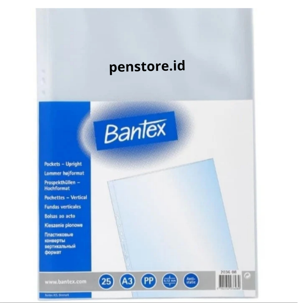 

(pack isi 25lbr) PP Pocket Bantex 2036 A3 Potraid Isi 25 - Sheet Protector Clear