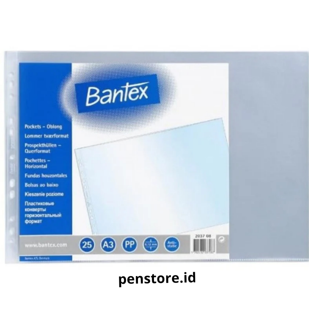 

(Pack = 25 lembar) PP Pocket Bantex 2037 A3 Landscape Isi 25 - Sheet Protector Clear