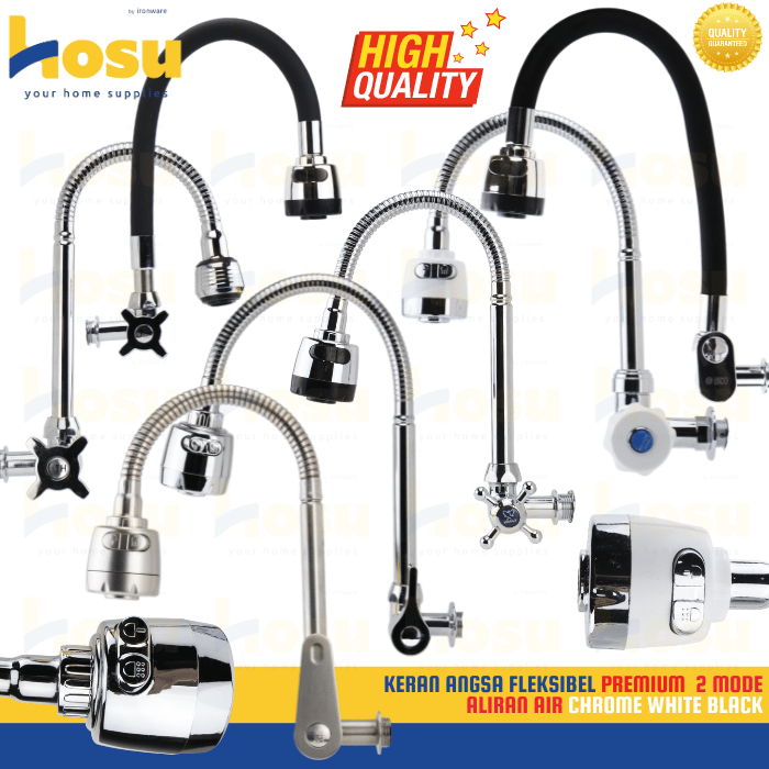 HOSU Keran Air Angsa Fleksibel 2 Mode Stainless / Kran Angsa Cuci Piring Dapur Flexible Jantung Kuni
