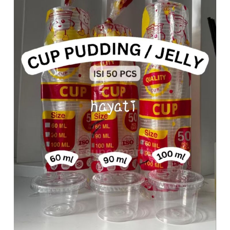 cup + tutup Puding jelly cup agar agar 60ml . 90ml . 100 ml