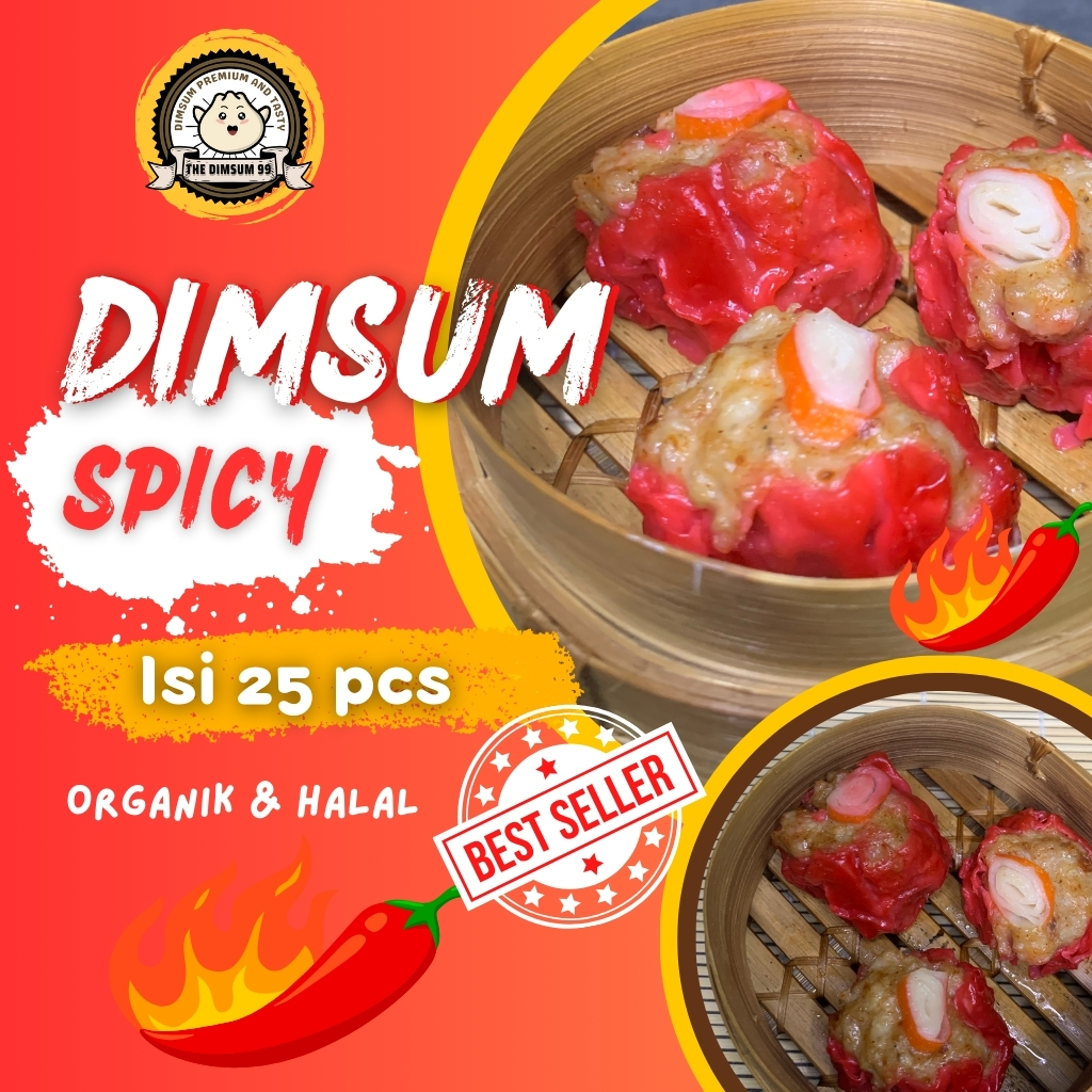 

HOT! Dimsum Ayam Spicy Frozen Premium & Halal isi 25 pcs GRATIS Saus Merah & Lada Hitam