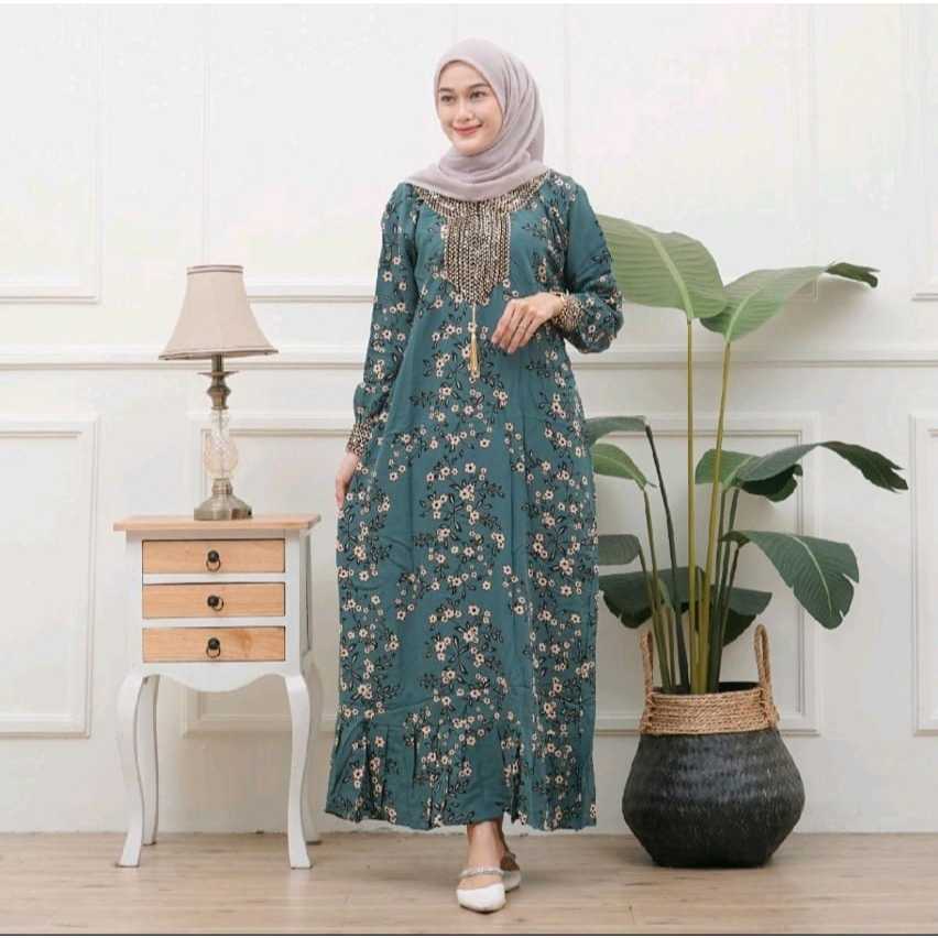 Gamis Sofie Jumbo Renda Sultan Rayon  Kain Tebal Wanita Adem Nyaman Ld 130 cm Pb 135 cm Bunga Muslim