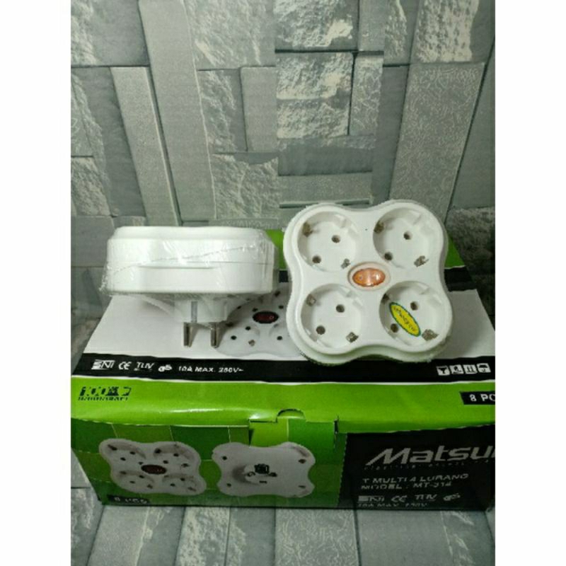 colokan T multi lubang 4 Matsui indikator lampu