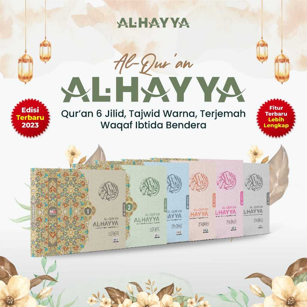 AL-QUR'AN AL-HAYYA MINIMALIS BOX CANTIK 1 PAKET 6 JILID TERJEMAHAN BARIS SESUAI KEMENAG RI ORIGINAL 
