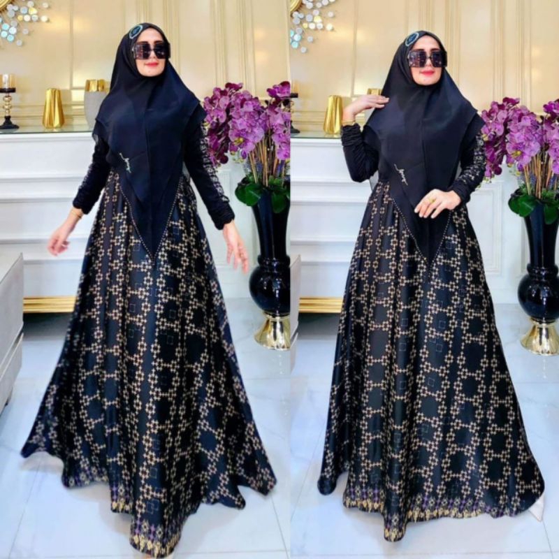 SAHARA SYAR’I BY ARSY HIJAB gamis set hijab Warna hitam