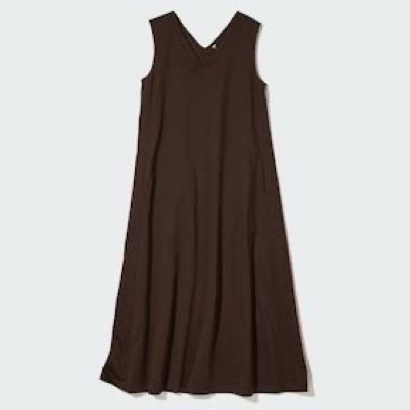(Preloved) Uniqlo Mercerized Cotton V Neck A Line Dress / Dress Wanita Uniqlo / Dress V Neck Uniqlo 