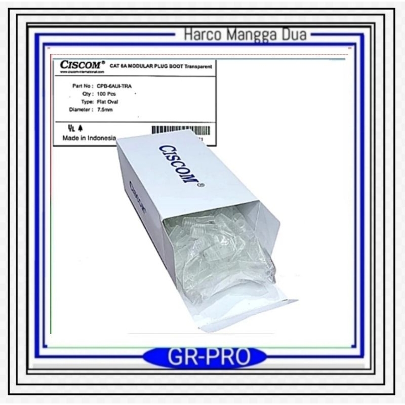 plug boot rj45 cat 6A transparan CPB-6A-TRA CISCOM plak but