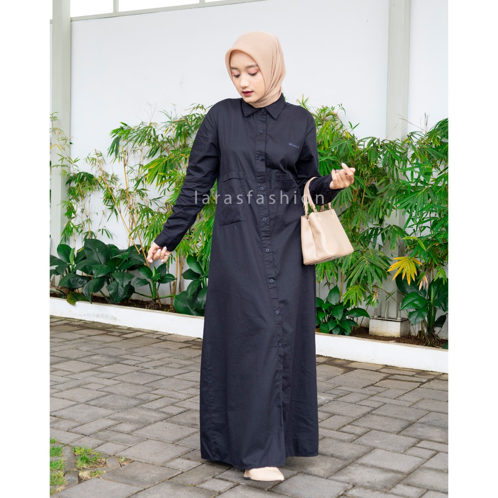 Mistiten - Long Dress Wanita Gamis Katun Hitam Misti10
