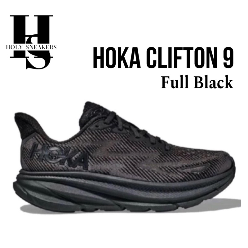 Hoka Clifton 9 Mens Running Shoes - Full Black