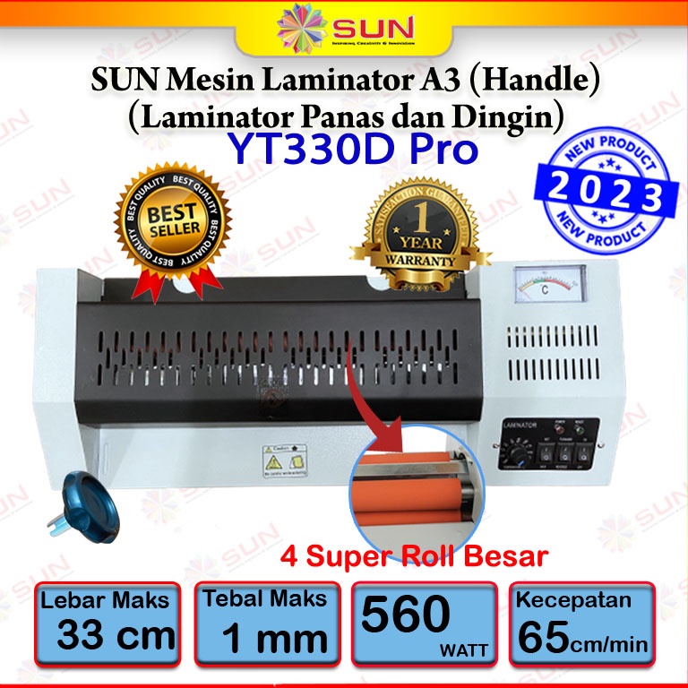 

KODE D73W Mesin Laminating Laminasi A3 32mm Laminator 33D Pro32D Handle A2 46 cm GKT
