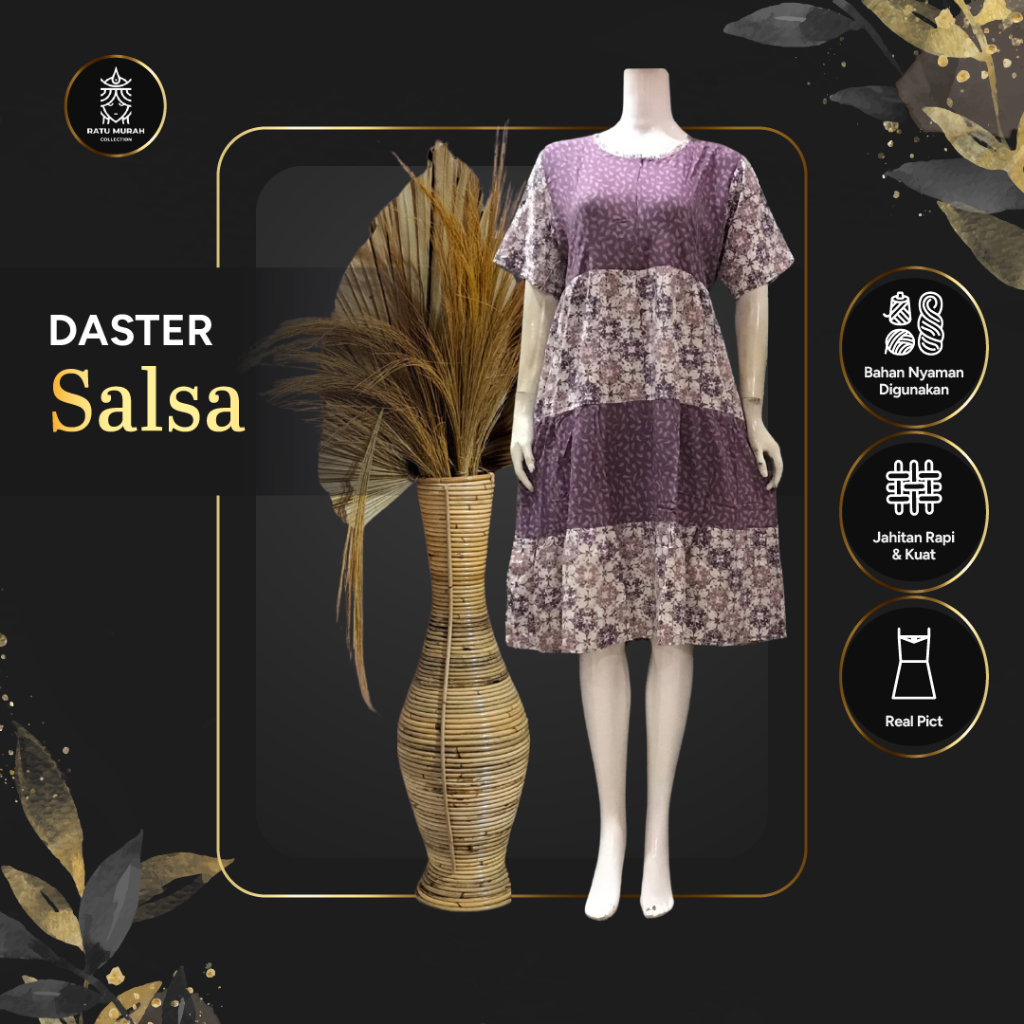 Daster Qonita Salsa Santung Adem Simple Tidak Mudah Luntur Tidak Nerawang LD 116 CM PB 110 CM