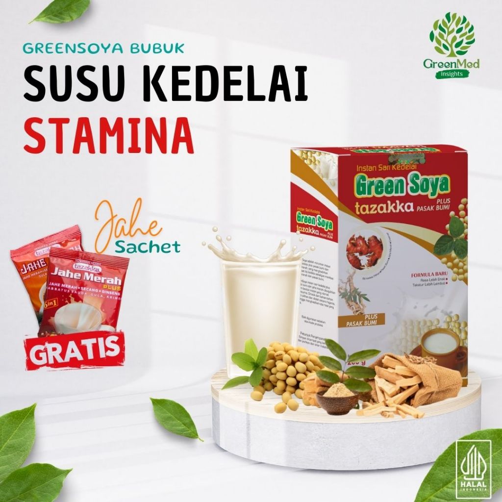 

SUSU KEDELAI BUBUK PROTEIN PASAK BUMI GREEN SOYA TAZAKKA 200GR MINUMAN KESEHATAN HERBAL STAMINA PRIA