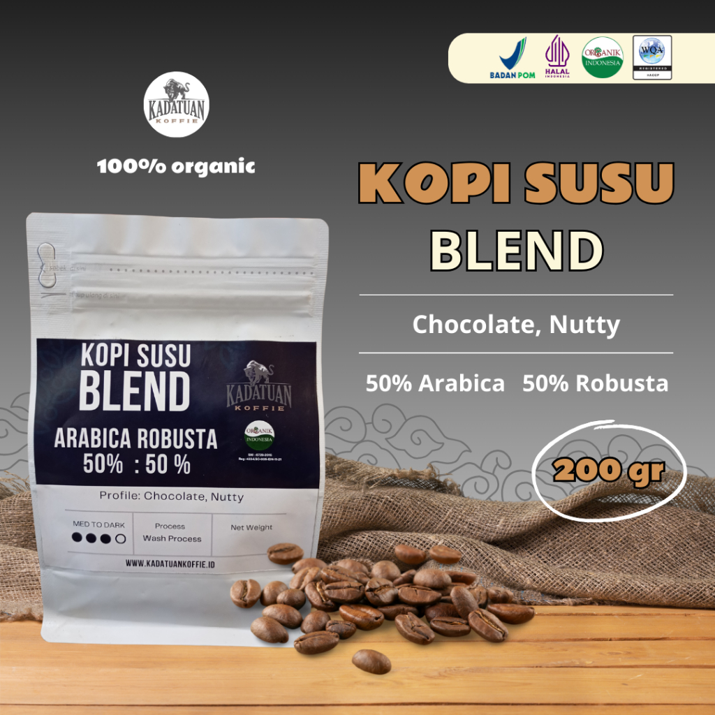 

Kadatuan Kopi Susu Blend Biji Kopi Bubuk 200 gram 50% Arabica 50% Robusta Jawa Barat