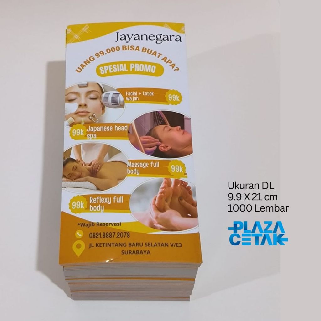 Cetak Brosur Murah 1/3 A4 (DL) - Cetak 2 Sisi - fullcolor