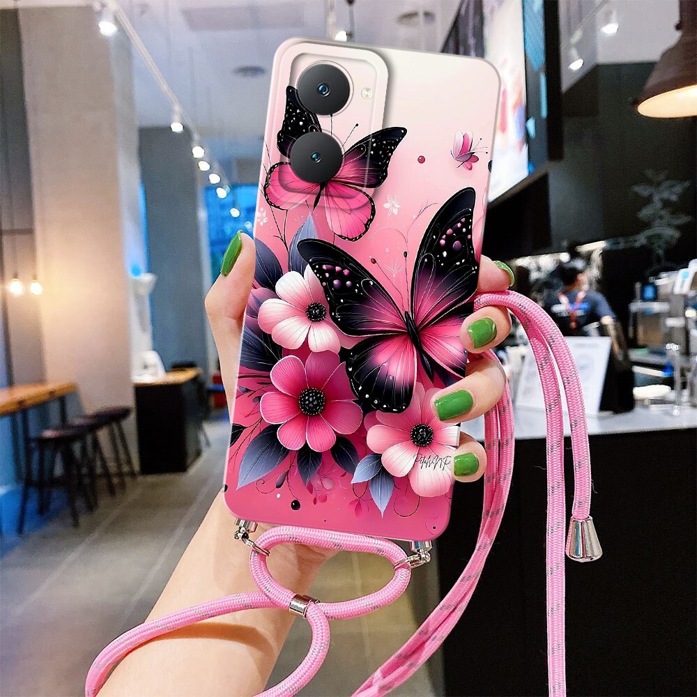 CM_Id8 Softcase Tali For Vivo Vivo Y20 - Y20s - Y12s Case Terabaru - Case Cantik - Case tali pink Bu