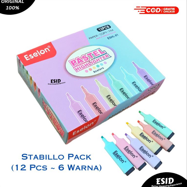 

KODE S47U Eselon Stabillo Pack 12 Pcs 6 Warna Highlighter Set Warna Pastel Stabilo Eselon 1 Pack