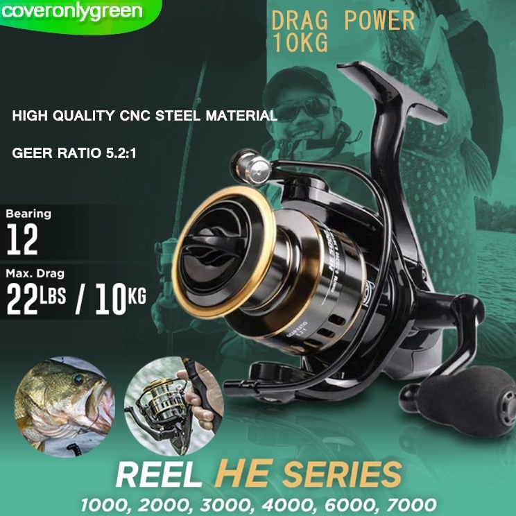 KODE X53Q reel pancing asli besi fishing reel 1kg HE57 Reel Pancing Murah Kuat Power Handle Reel Pan