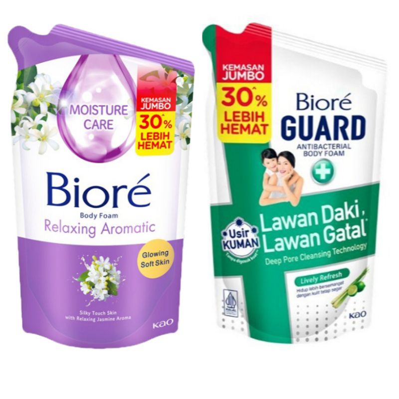 Biore sabun cair kemasan jumbo Body Foam Relaxing Aromatic guard hijau