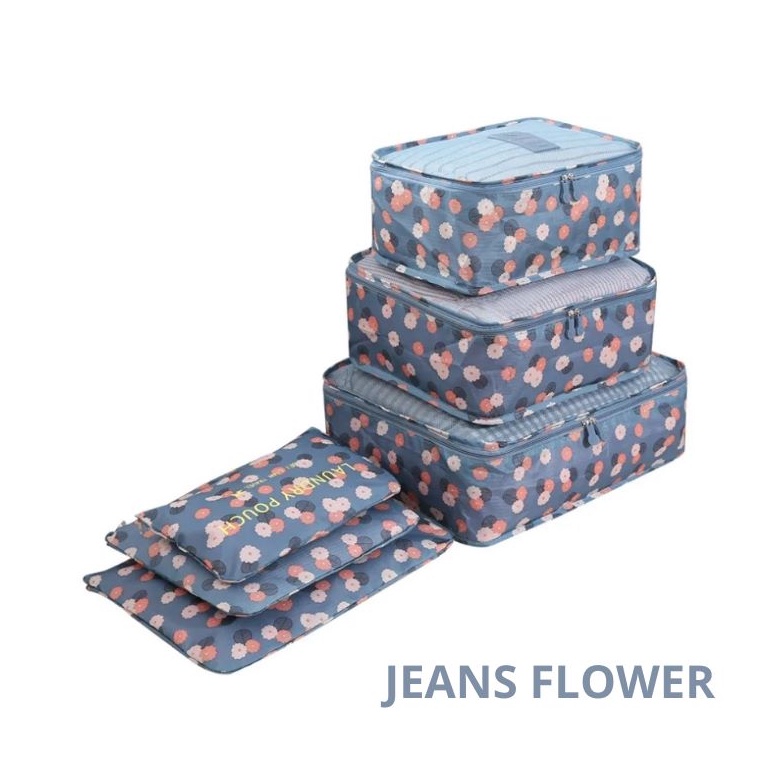 KODE B52W Km52 2 Travel Bag 6in1Set Storage Baju Organizer Koper Travelling Motif