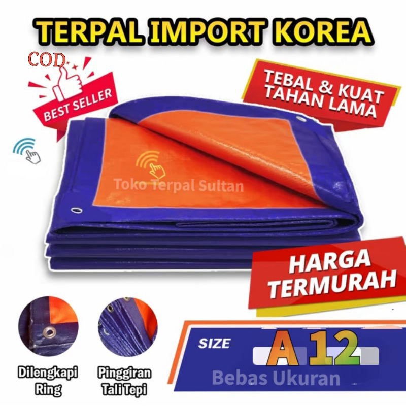 terpal a12 biru oren ukuran 3×3
